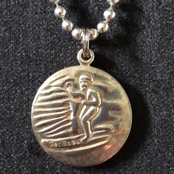24” Surfer Style Saint Christopher Pendant Necklace. Silver Plated Copper NWT - Picture 5 of 10